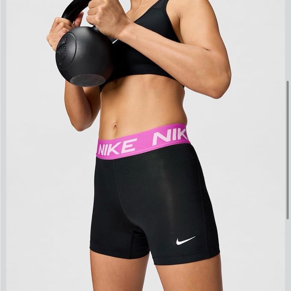 Nike Black Workout Shorts with Pink Elastic Waistband